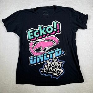 Ecko Unltd Graphic T Shirt Black Large Rhino Logo Streetwear Womens